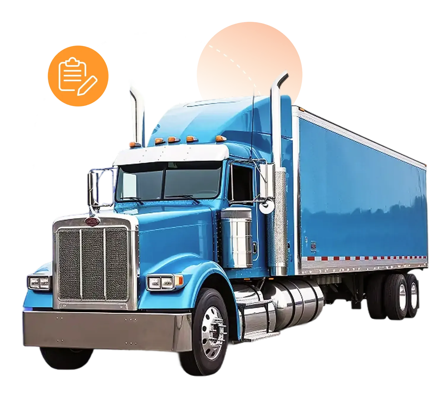 Blue semi truck with trailer, truck registration services in Baltimore, MD